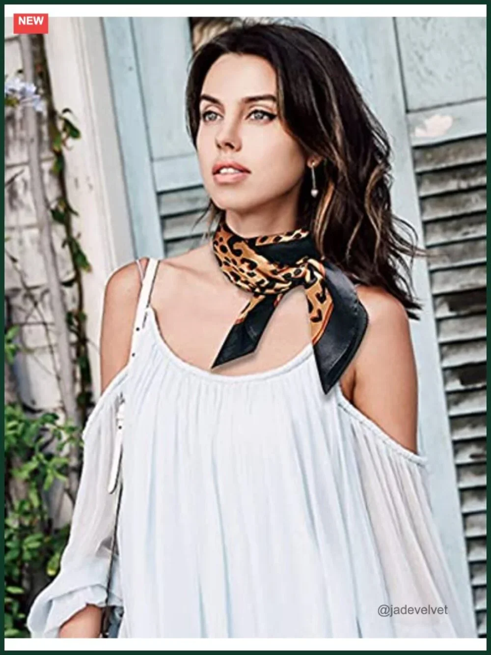 Leopard Print Square Scarf, Silk Touch Polyester, Versatile Hair Scarf & Bag